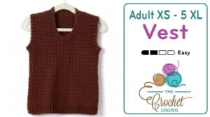 Crochet Adult Vest. XS to 5 XL