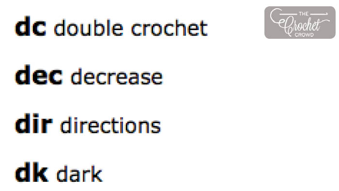 Crochet Pattern Abbreviations
