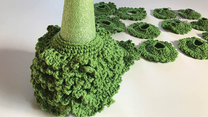 Crochet Fir Tree Partially Assembled