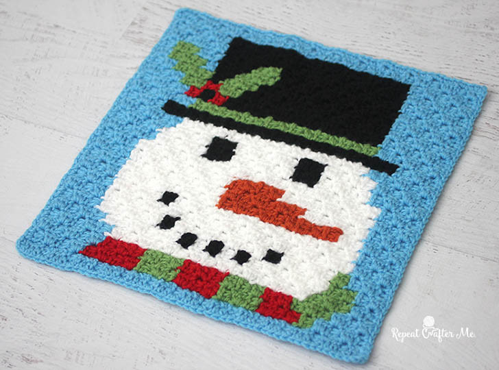 Crochet C2C Snowman Square Pattern