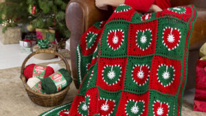 Crochet Holiday Hearts Throw