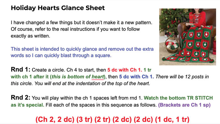 Holiday Hearts Glance Sheet