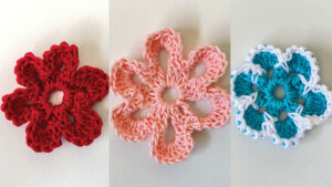 3 Crochet Flower Appliques