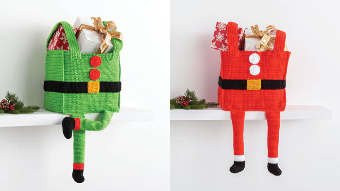 Crochet Elf and Santa Bags