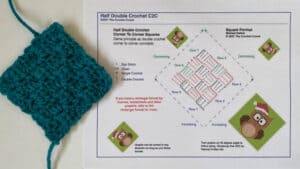 Half Double Crochet in Square Format Corner to Corner C2C Diagram